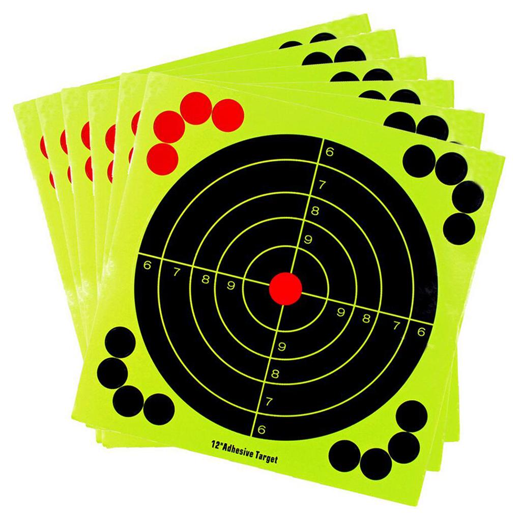10 Sheets 12x12inch Splatter Self Adhesive Targets - Bright Fluorescent Yellow - Great for Outdoor Target Hunting Accessories