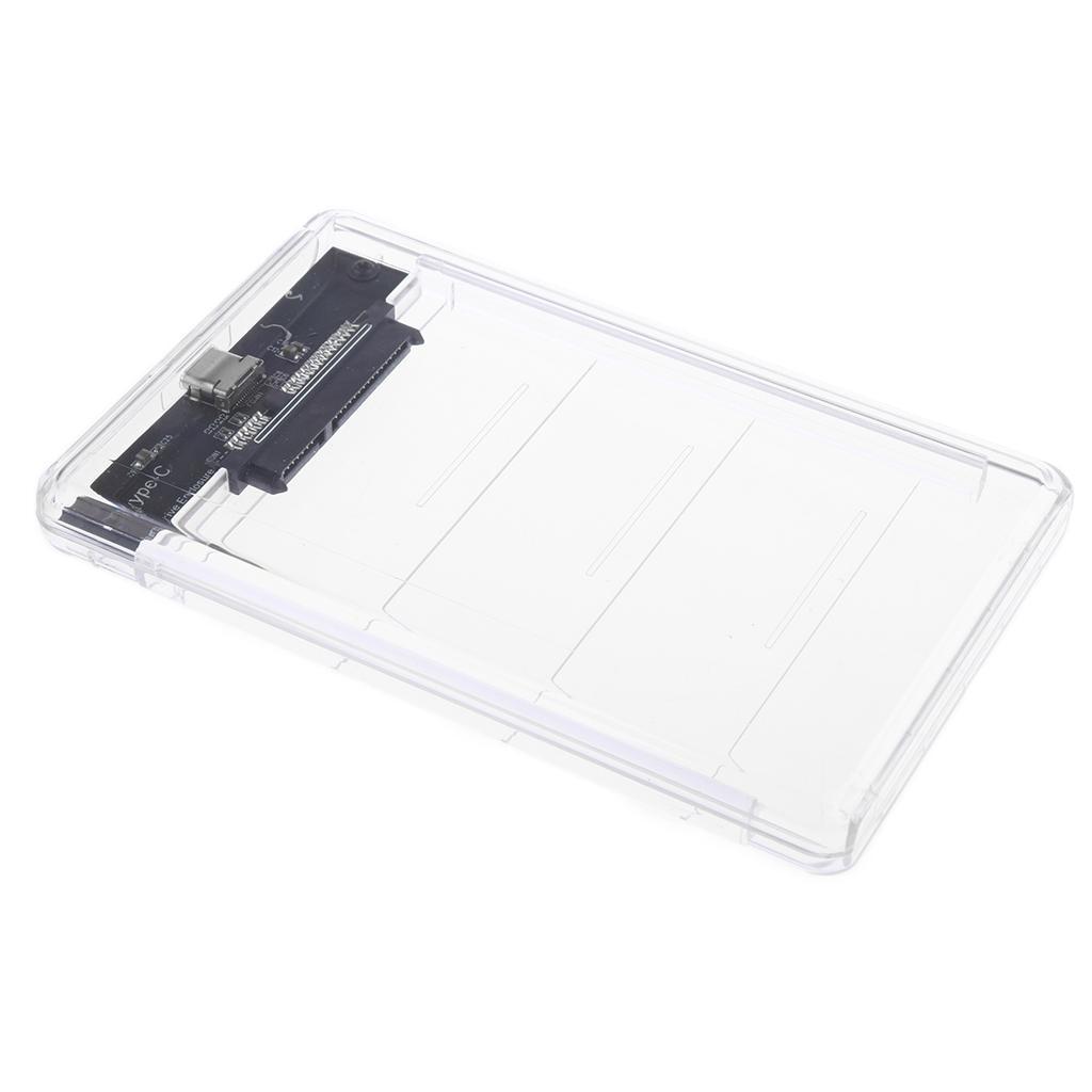 2.5" SATA To USB Type C 3.0 External HDD Hard Drive Enclosure Case Clear