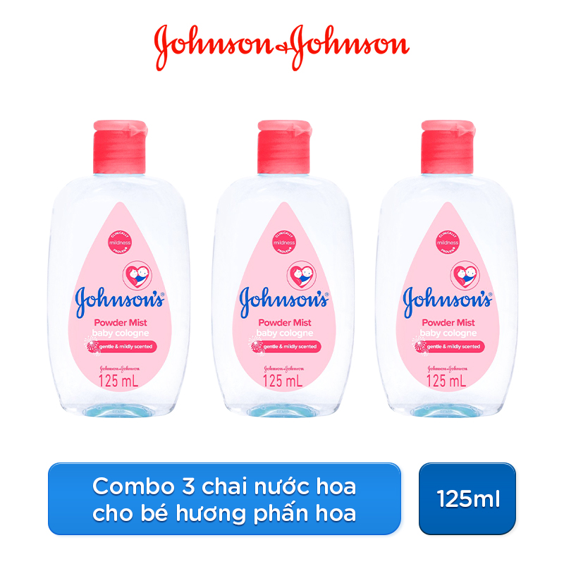 Combo 3 Chai Nước Hoa Cho Bé Johnson's Baby Cologne Hương Phấn Hoa Power Mist Baby Cologne 125ml