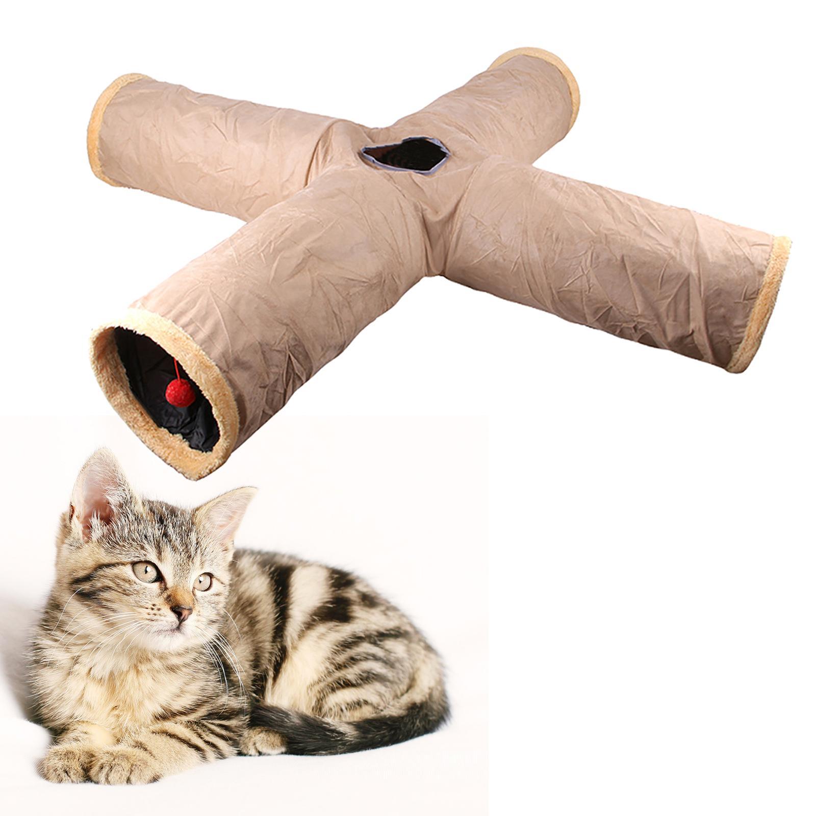 Cat Tunnel Tube for Indoor Cats, Cat Toys 4 Way Collapsible, Kitty Tunnel Cat Pet Toys Peek Hole Toy for Puppy, Kitten, Rabbit