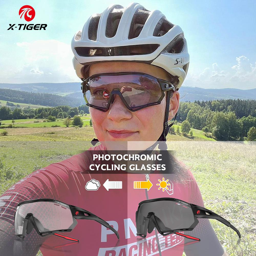 X-TIGER Photochromic Kính Mát Đi Xe Đạp Đi Bộ Đường Dài Ngoài Trời Câu Cá Kính Thể Thao Phân Cực UV400 MTB Đường Đua Người Đi Xe Đạp Kính Color: X-YJ-EXS02 Lenses Color: 5 Lens