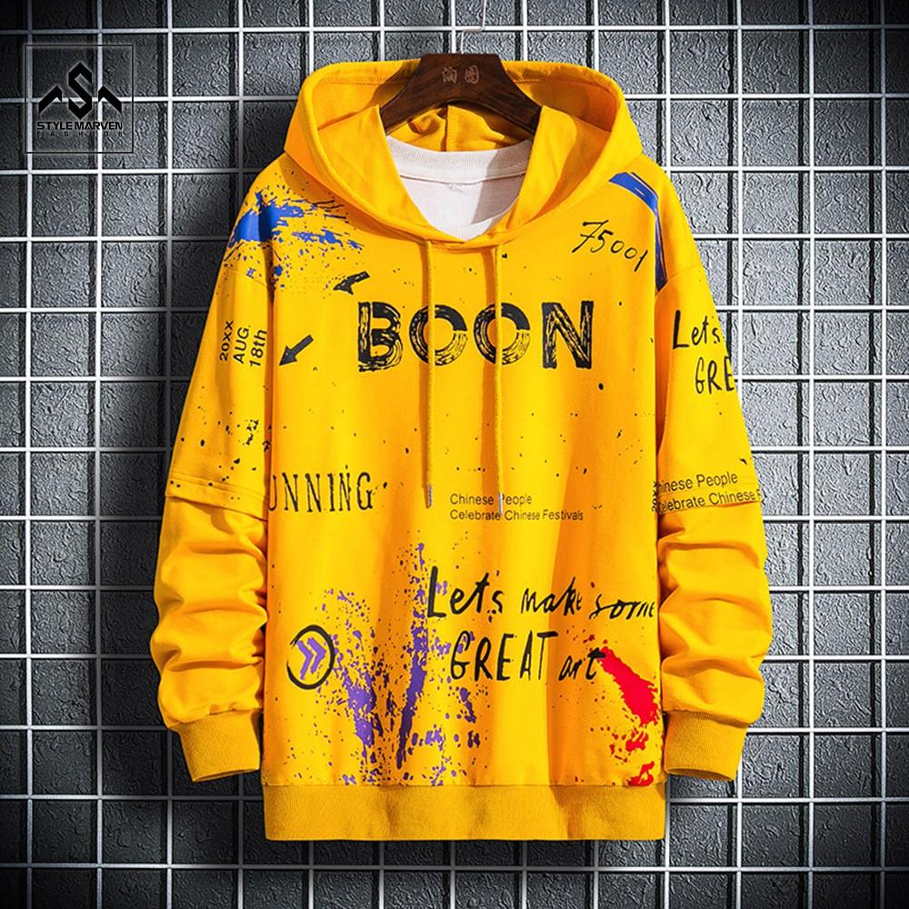 Áo hoodie nam thể thao STYLE MARVEN áo nỉ thu đông in chữ Boom trẻ trung - AO TOP NAM 90000192