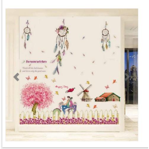 BỘ COMBO DECAL GHÉP ĐÔI TRANG TRÍ - Dreamcatcher kết hợp Vườn Hạnh Phúc