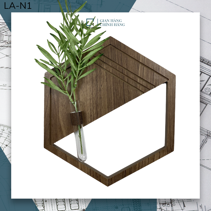 Bộ lục giác gỗ treo tường đồ trang trí phòng lục giác vân gỗ đậm decor treo tường gỗ trang trí Molago - LA-N