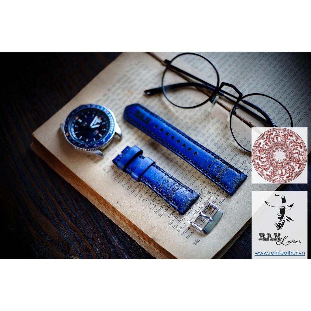 DÂY CASIO AE1200 TRỐNG ĐỒNG XANH NAVY DA BÒ Ý VEGTAN - RAM TRỐNG ĐỒNG NAVY-ĐỦ SIZE