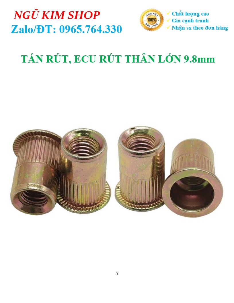 TÁN RÚT _ ECU RÚT M6 THÂN LỚN 9,8mm