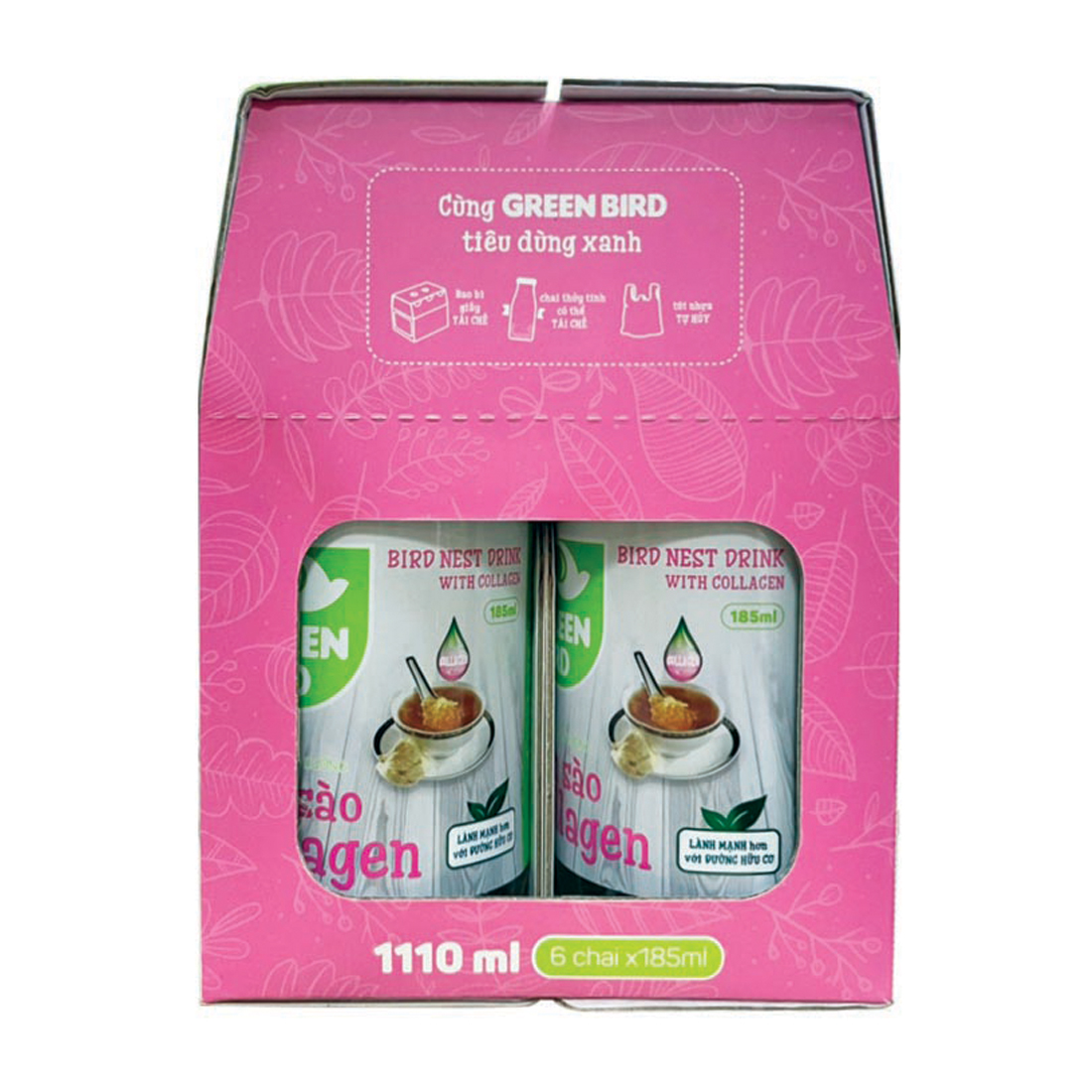 Nước yến sào collagen Greenbird 185ml (lốc 6 chai)