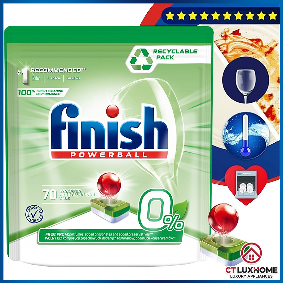 Combo Viên rửa bát Finish eco 40 viên + Bóng finish hữu cơ 400ml