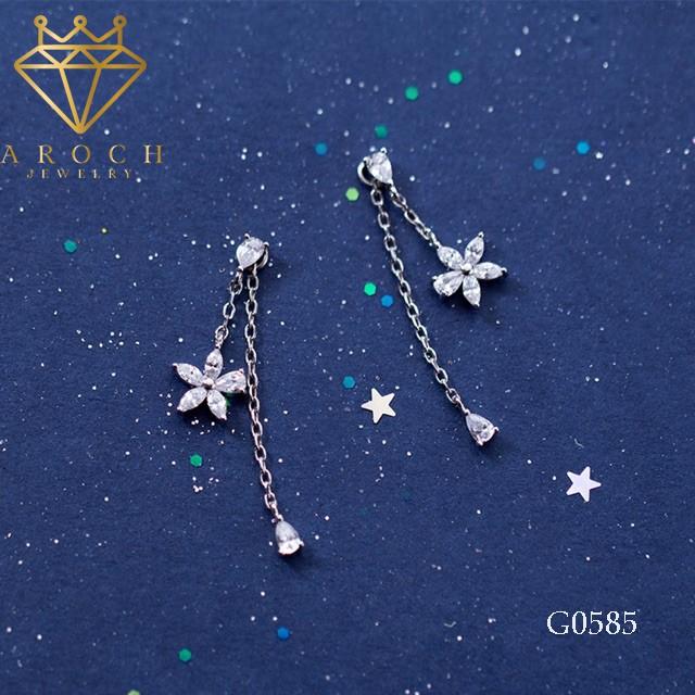 Khuyên tai bạc Ý s925 cánh sao thả dài G0585 - AROCH Jewelry