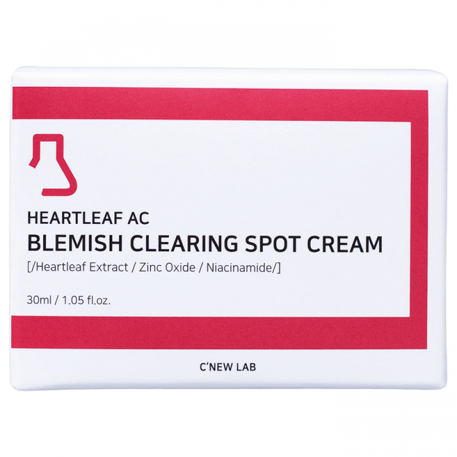 Kem Dưỡng Da Ngừa Mụn Heartleaf Ac Blemish Clearing Spot Cream C'NEW LAB Giúp Da Mịn Màng, Tươi Sáng 30Ml - Màu Đỏ