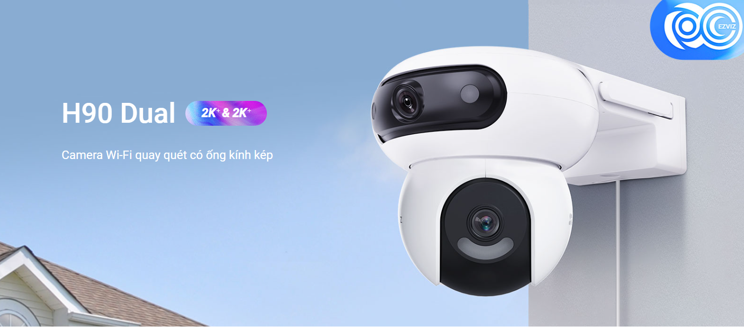 Camera 2 Mắt Ezviz H90 Dual Lens 2K+ (4MP+4MP), Hồng Ngoại 30m, Đàm Thoại 2 Chiều, Đèn Còi Báo Động - Hàng chính hãng