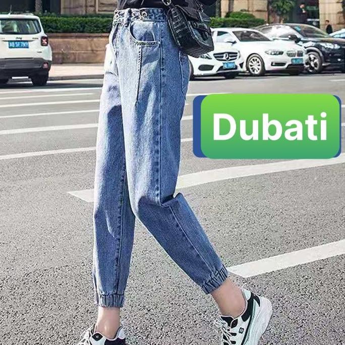 QUẦN BAGGY JEAN NỮ CHẤT BÒ LƯNG THUN XANH TÚM GẤU CO GIÃN  CAO CẤP DB-335 DUBATI FASHION