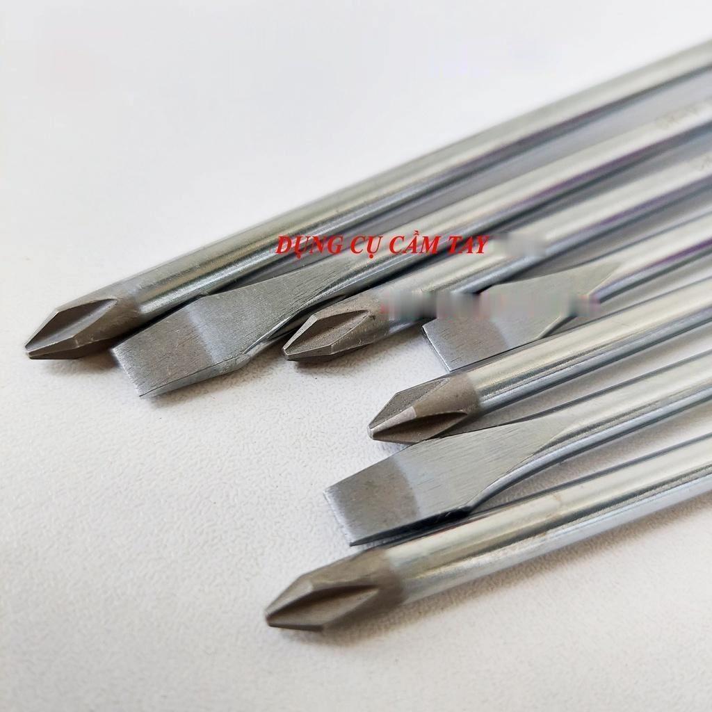 Tô vít dài 5x300 mm - Tuốc nơ vít dẹt, 4 cạnh cán cứng nhựa trong C-Mart