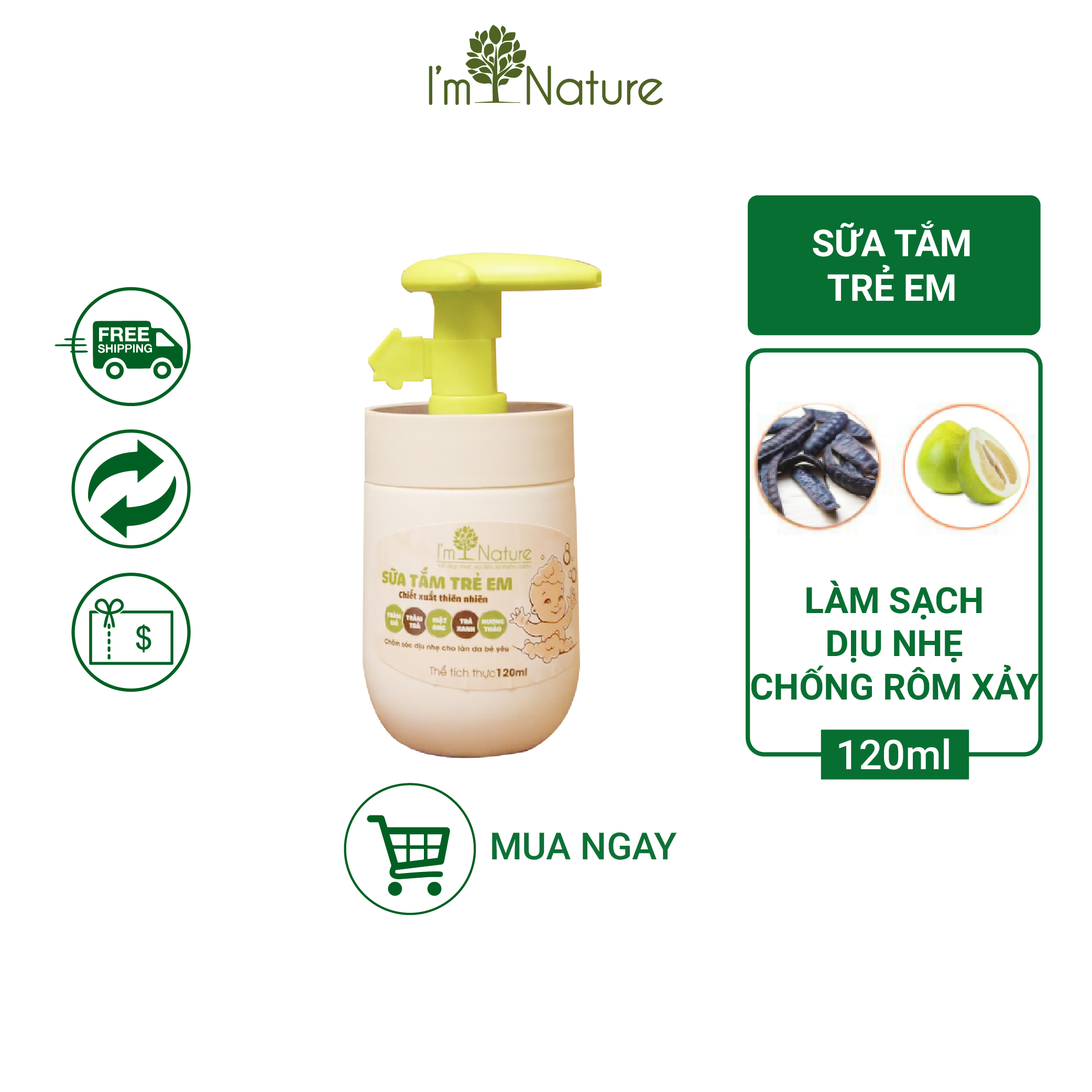 Sửa tắm trẻ em I’M NATURE 120ml