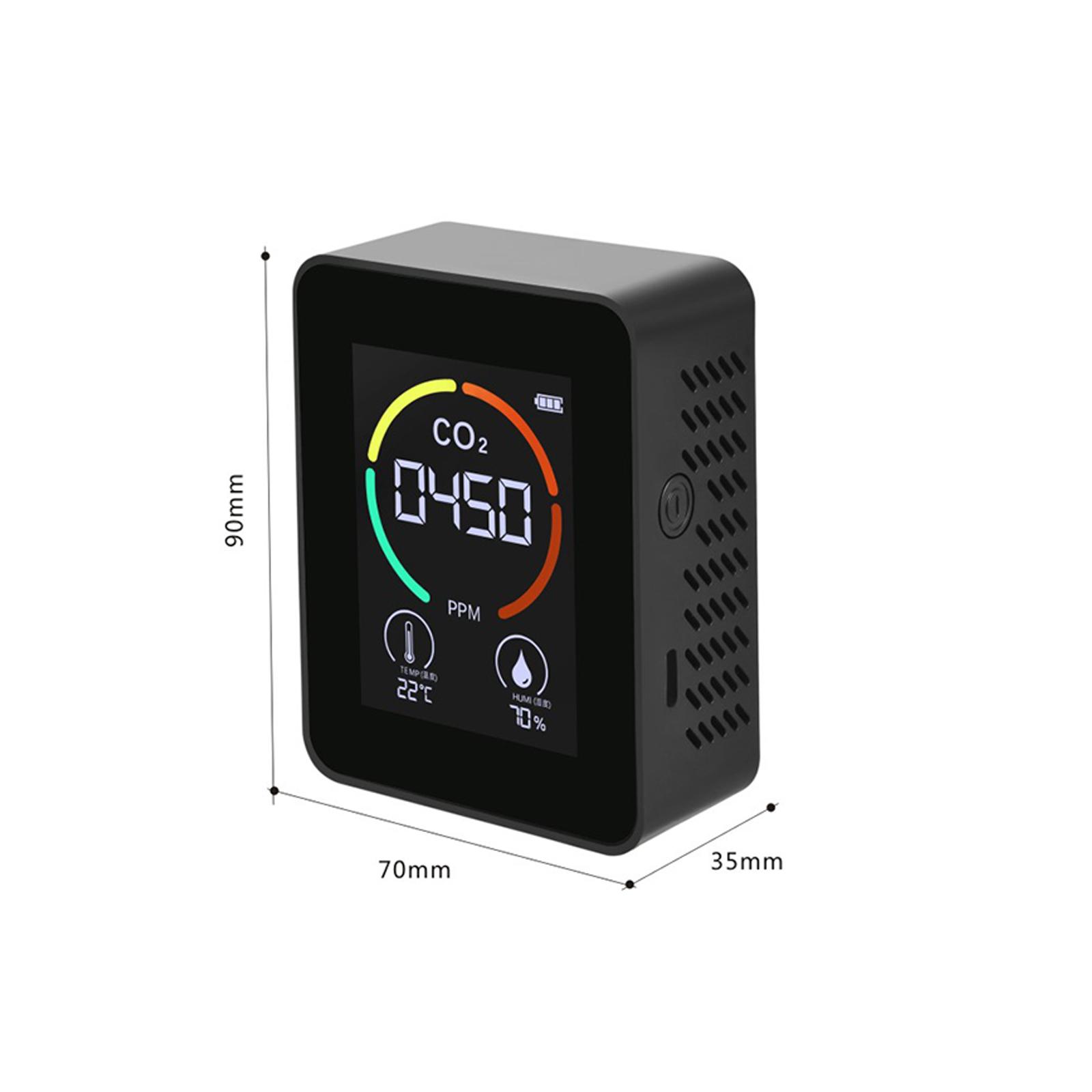 Air Quality Monitor Indoor Home CO2 Meter Carbon Dioxide Detector Temperature Humidity Sensor Real Time Reading Rechargeable Battery