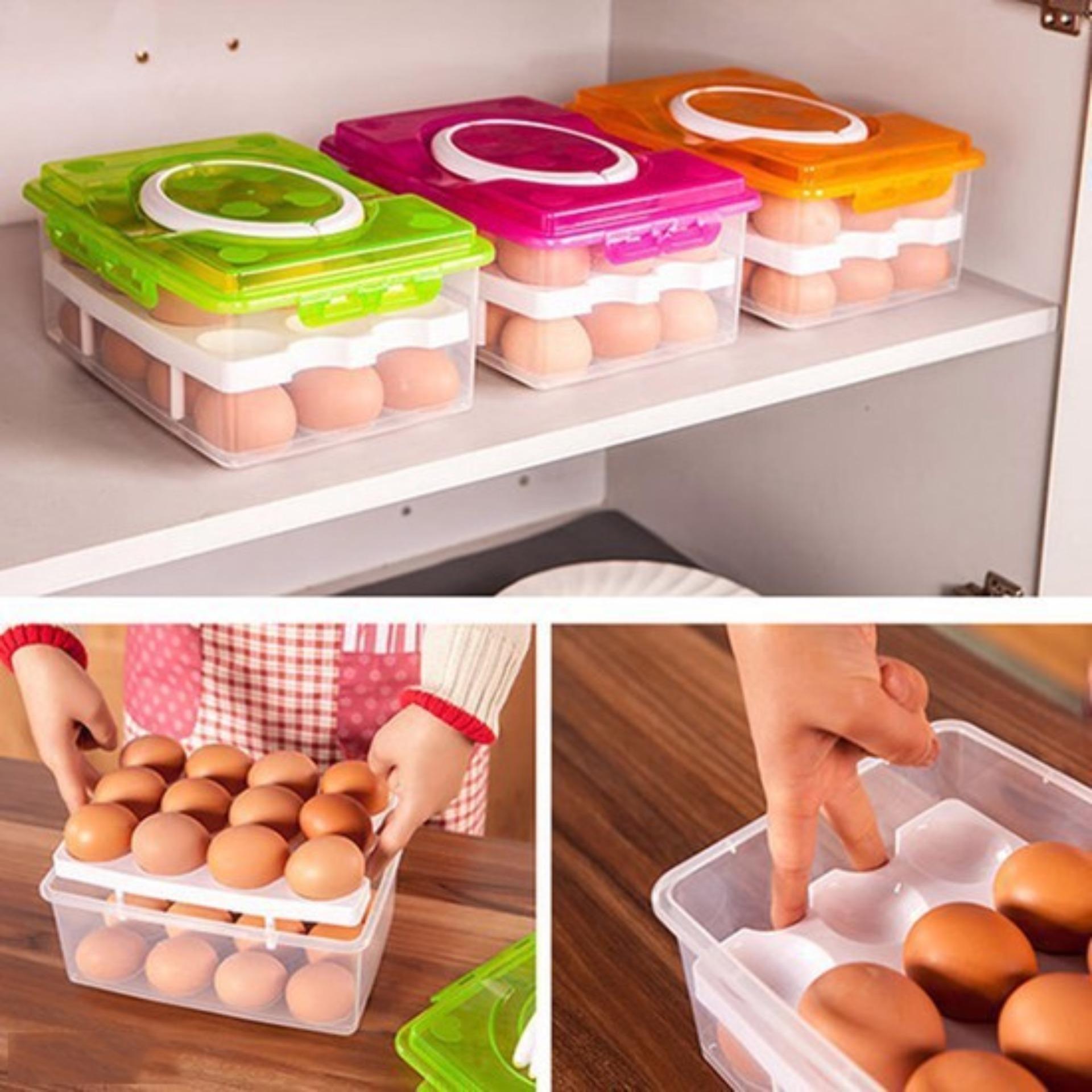 Hộp đựng trứng 24 quả có nắp đậy trong suốt nhựa Việt Khay bảo quản trứng tủ lạnh