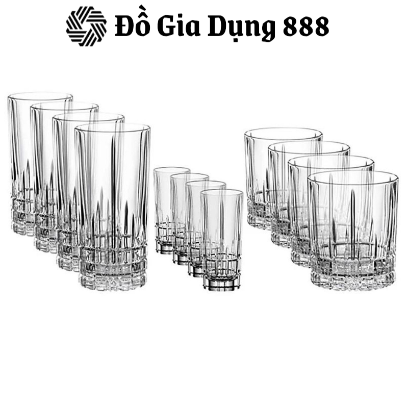 Bộ 12 Cốc Pha Lê Spiegelau, Dung Tích 350ml/55ml/368ml, Set Cốc Thủy Tinh Đẹp Dùng Uống Nước, Cà Phê, Nhập Đức