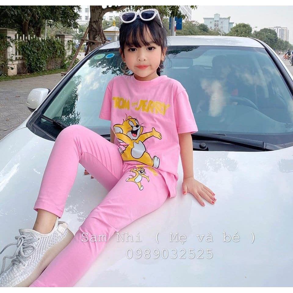 Bộ mẹ và bé gái hình chuột diện mùa hè thun cotton xinh mát