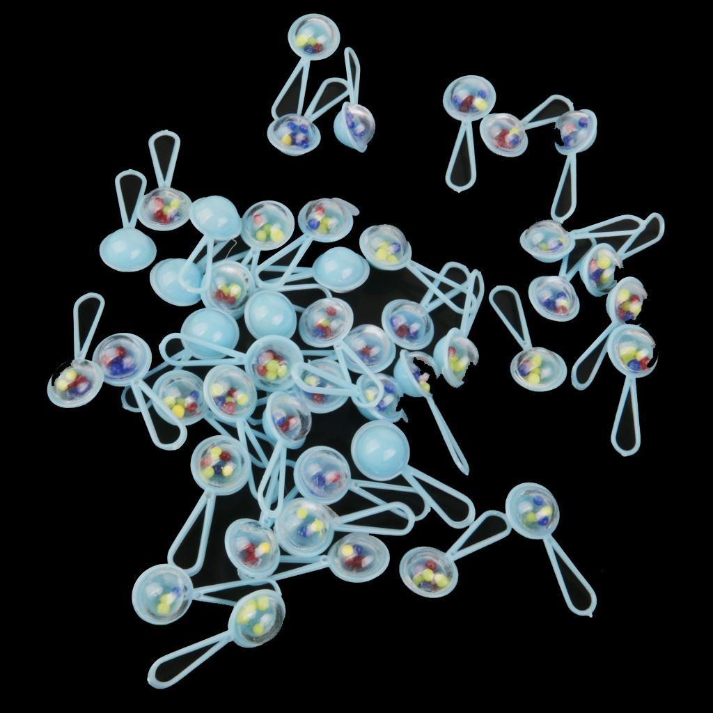4xMini Rattles Baby Shower Favors Party Decor Gift Favor 50pcs Blue