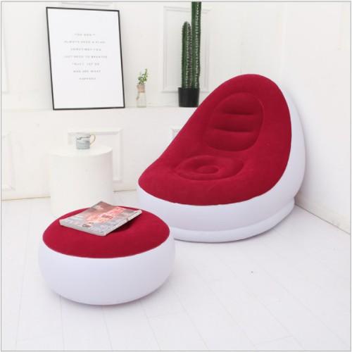 Đệm hơi, ghế hơi tựa lưng Tặng kèm Bơm tay+đôn ghế Hoạ tiết trơn