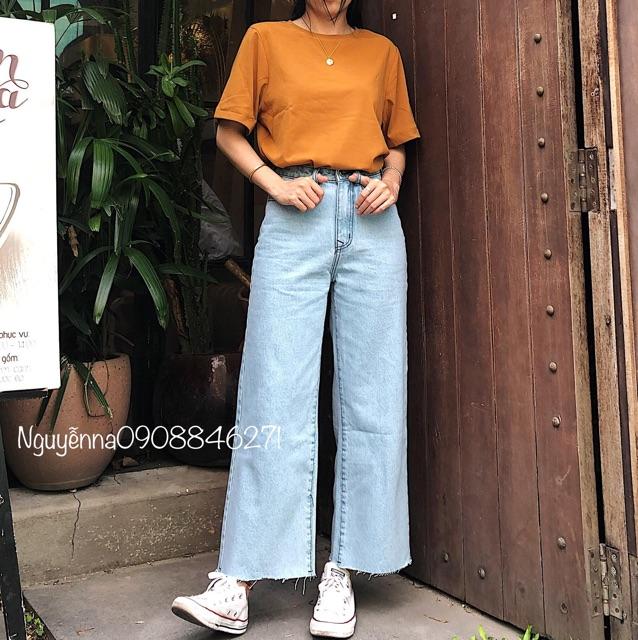 QUẦN JEANS ỐNG RỘNG DÁNG DÀI LƯNG CAO- hình thật chính chủ