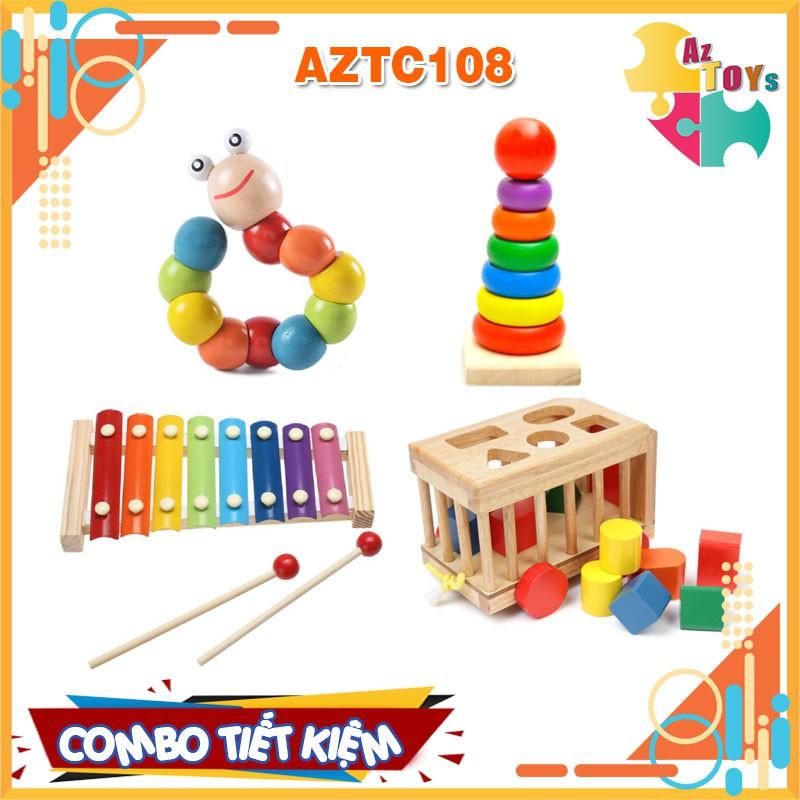 Combo Đồ Chơi Gỗ Montessori Phát Triển Trí Tuệ Toàn Diện Cho Bé Vừa Học Vừa Chơi