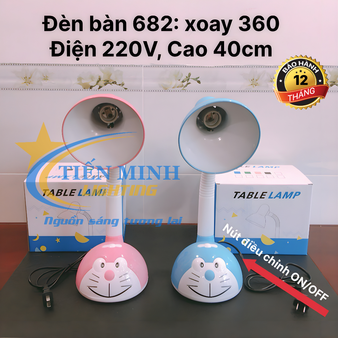 Đèn bàn chóa tròn 682 xoay 360 độ, thay bóng dễ dàng với đui xoay E27