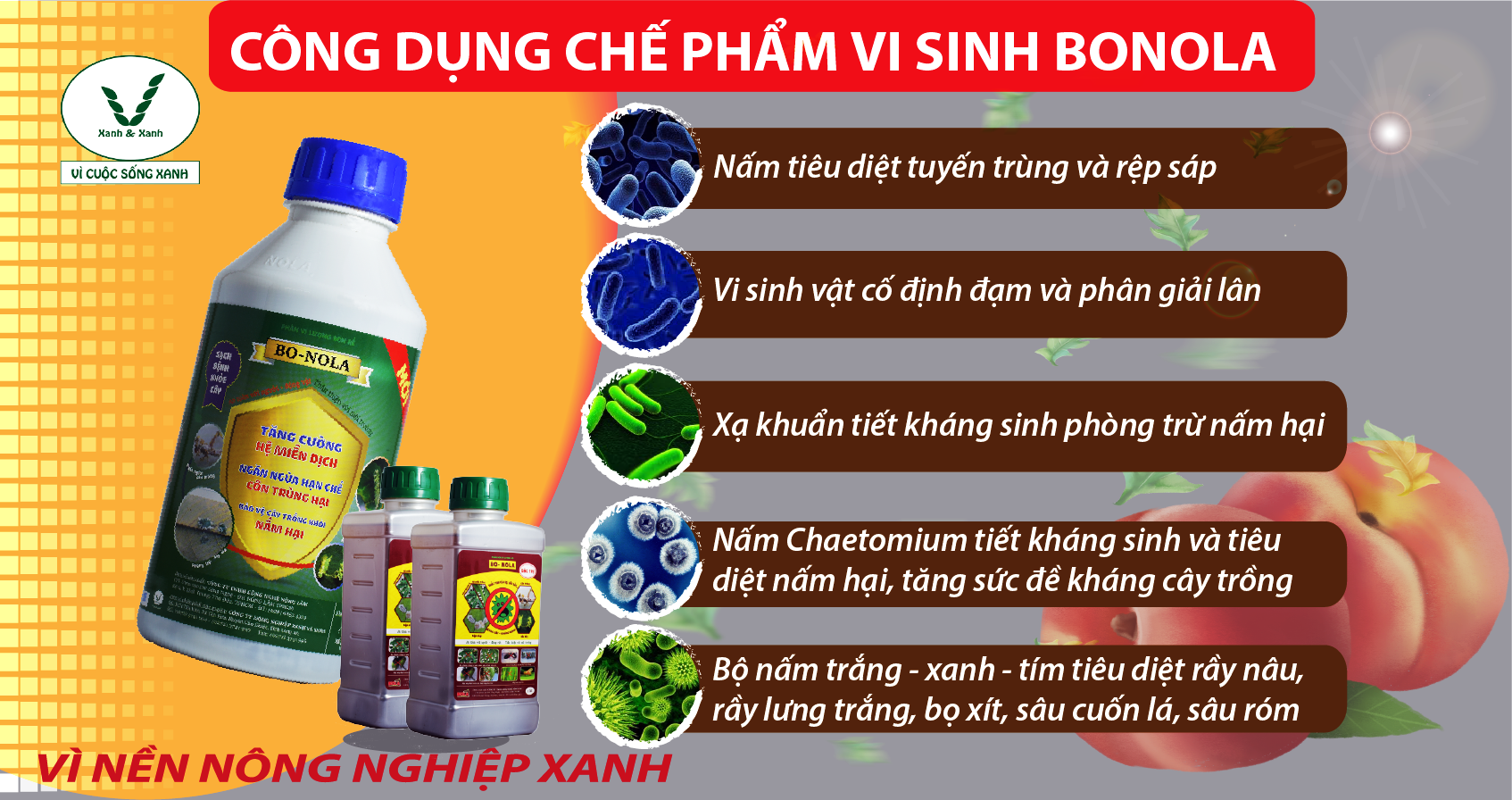 Chế phẩm Bonola - Trichoderma Bacillus - dạng nước - 1L - phòng trừ bệnh do nấm hại gây ra, kích thích bộ rễ phát triển, giúp đất tơi xốp