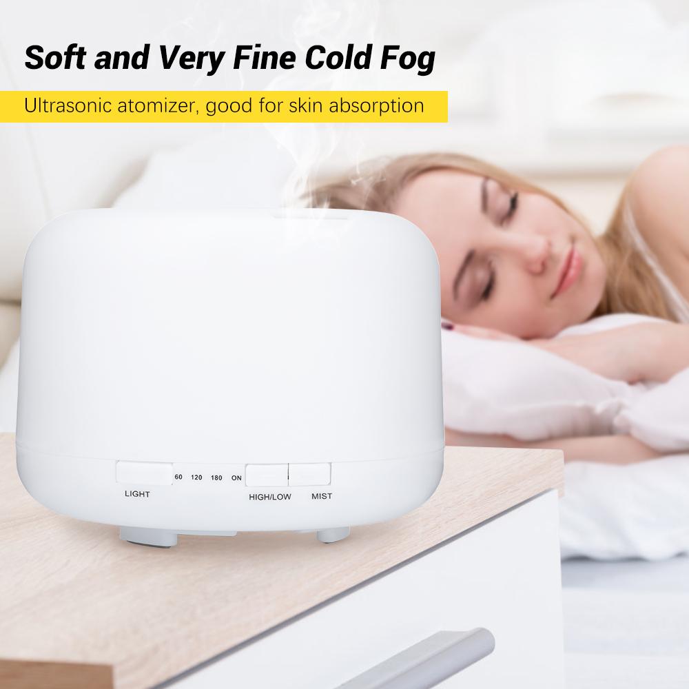 7 Màu Đèn LED Ánh Sáng Điện Máy Tạo Độ Ẩm Không Khí Tinh Tinh Dầu Khuếch Tán Tinh Dầu 500ML Siêu Âm Thanh Máy Tạo Độ Ẩm Phun Sương Tạo