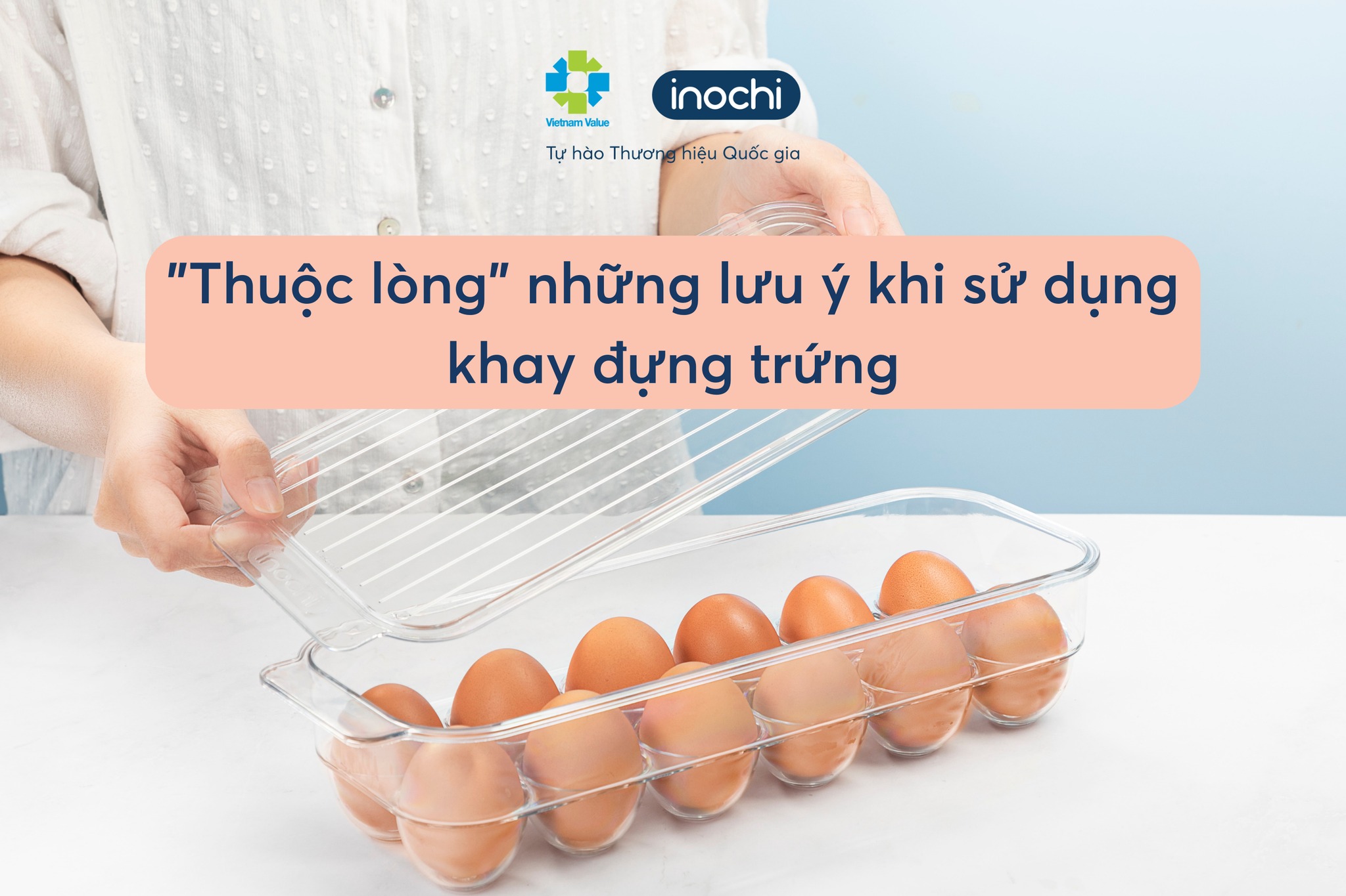 Khay đựng trứng kèm nắp đậy Inochi Yoko 12 quả