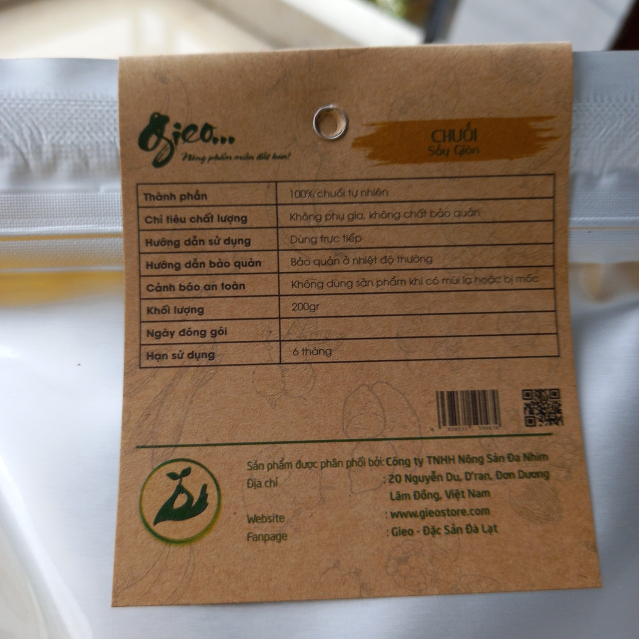 Chuối sấy giòn - túi zip bạc 200 gram