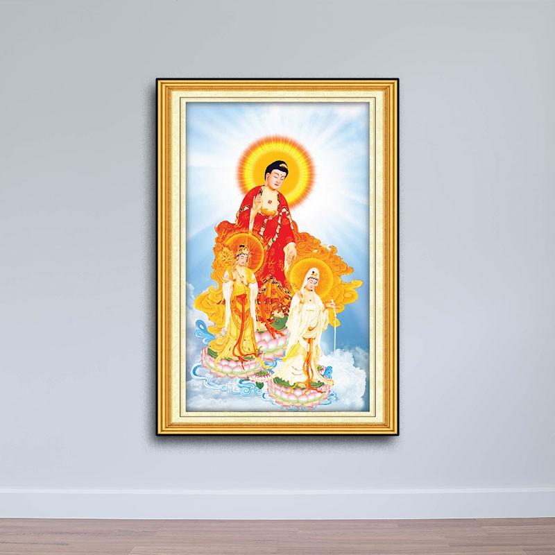 Tranh treo phòng thờ - Tranh Tam thế Phật đẹp W607