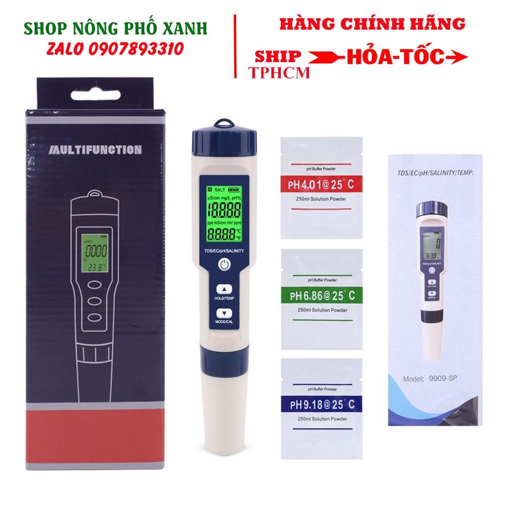 Bút đo độ mặn của nước 5 trong 1 pH/TDS/EC/độ mặn/nhiệt độ kèm 3 gói pH chuẩn