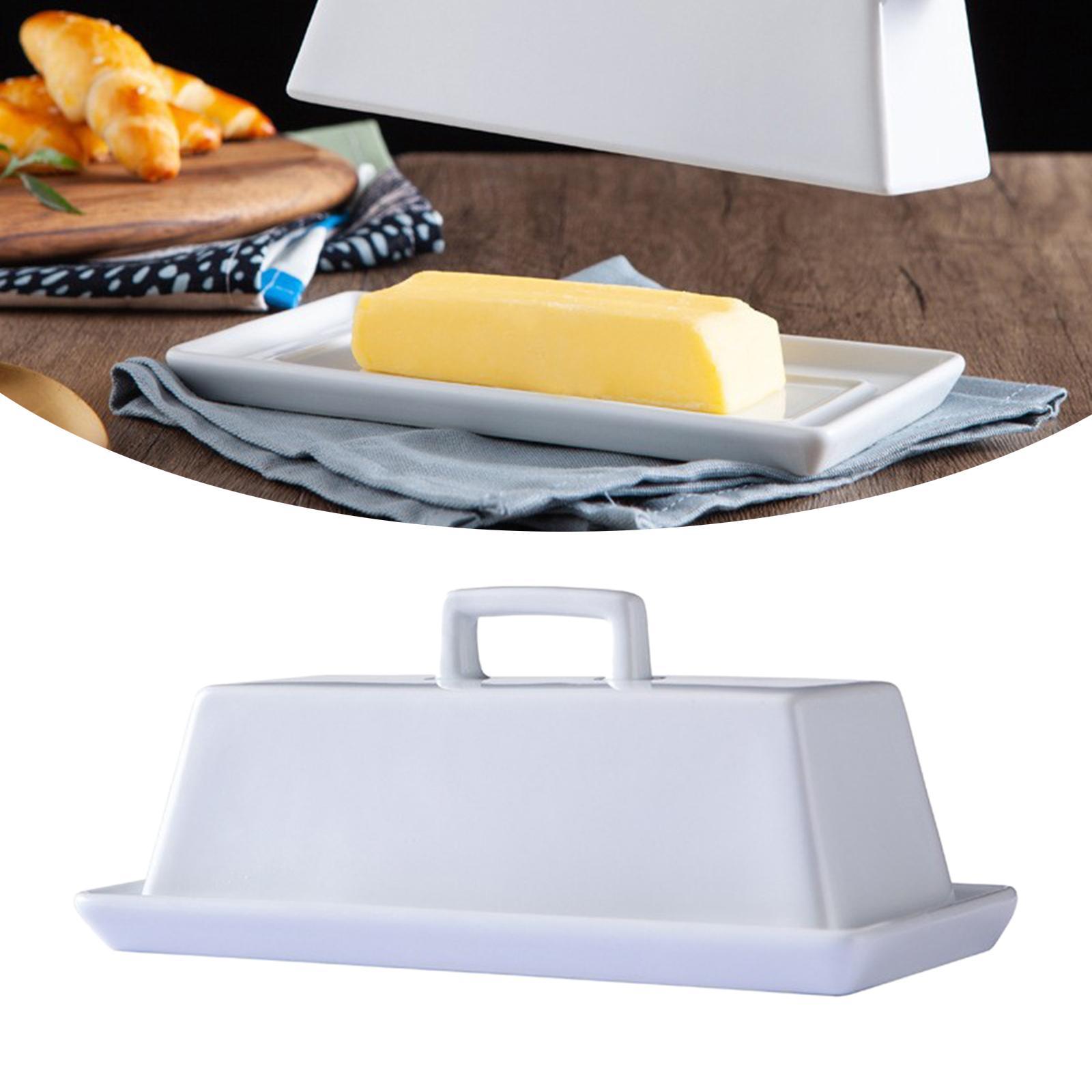 Ceramic Keeper Butter Dish with Lid for Microwave Refrigerator Countertop
