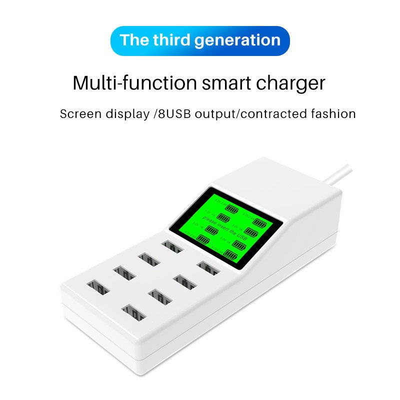 Adapter Dock hub 8 cổng sạc USB toàn cầu có màn hình LCD Aturos YC-CDA6 - Hàng nhập khẩu