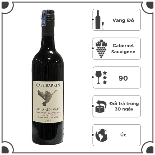 Rượu Vang Đỏ Cape Barren McLaren Vale Cabernet Sauvignon Merlot Cabernet Franc 750ml 14.5% - Úc - Hàng Chính Hãng