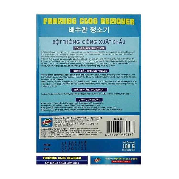 Bột thông cống Hando 100g xuất khẩu (2 x 50g)