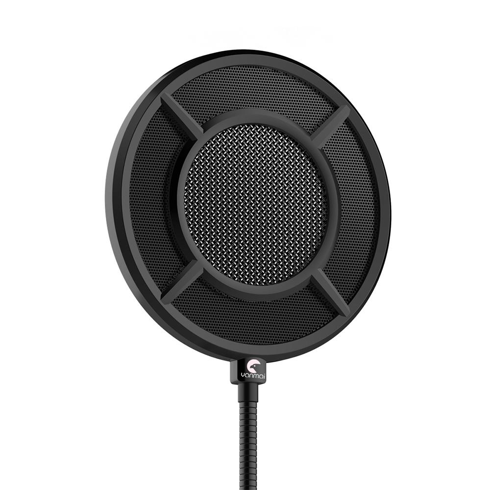 Màn hình Yanmai Microphone bộ lọc Pop Hình tròn Mặt nạ gió, Màn chắn hình lưới,kim loại hai lớp với kẹp đứng