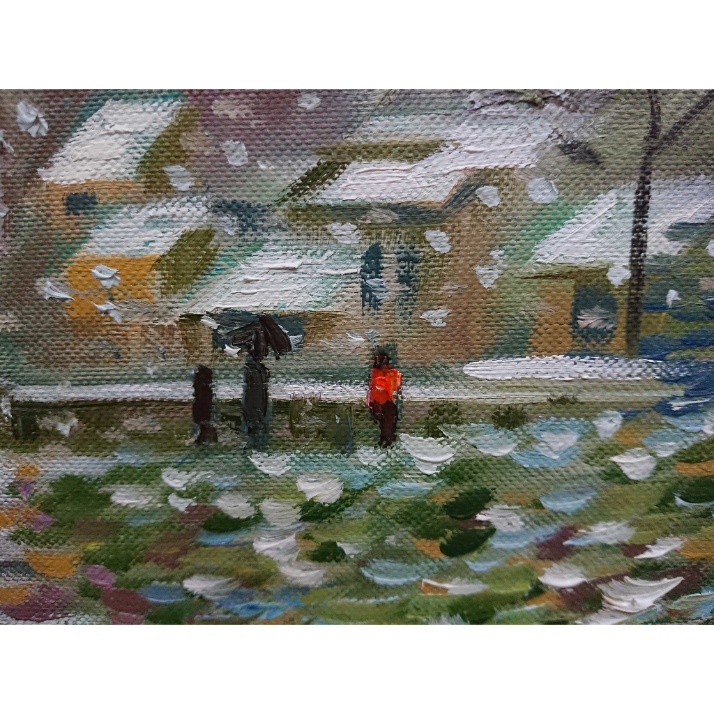 Ngày Tuyết Rơi - Tranh Sơn Dầu Vẽ Tay 30x40cm