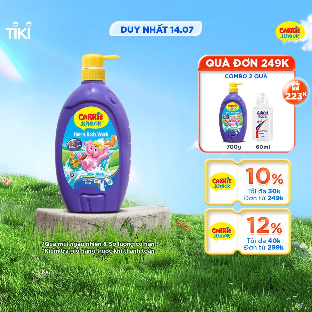 Sữa Tắm Gội cho bé Carrie Junior Hương Tinh Chất Sữa 700g