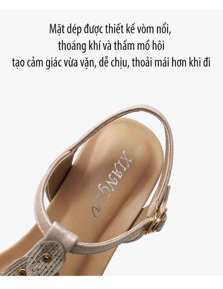 Giày quai ngang nữ giày sandals nữ dép quai hậu nữ cao 5 cm  Mã 1418-390 tặng kèm 1 dây buộc tóc ngẫu nhiên