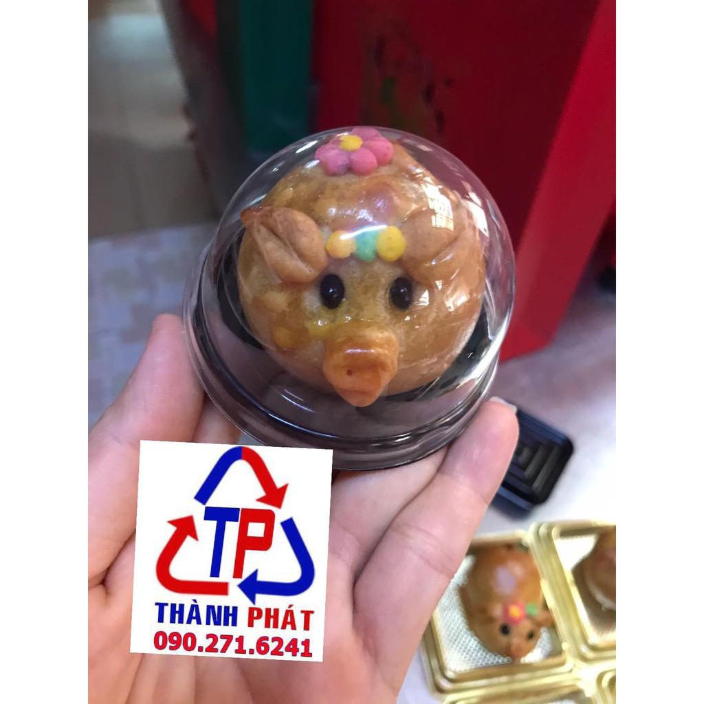 100c Hộp nhựa tròn đế đen - Hộp đế đen nắp cầu đựng bánh đài loan - Hộp nhựa XY68