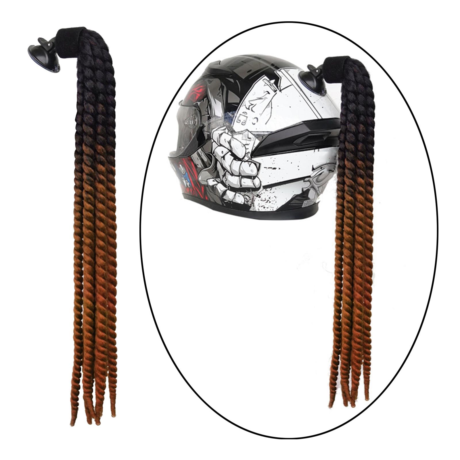 Helmet Pigtails Gradient Ramp Helmet Braids Ponytail Helmet Hair for Motorbike Motorcycle Helmet Braids Hair Tails