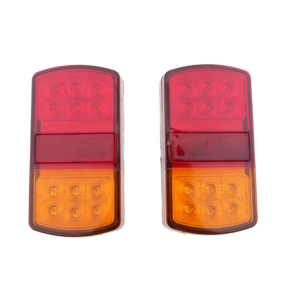 2pcs 12V 12 Led Car Rear Tail Lights Brake Stop Indicator Trailer Truck