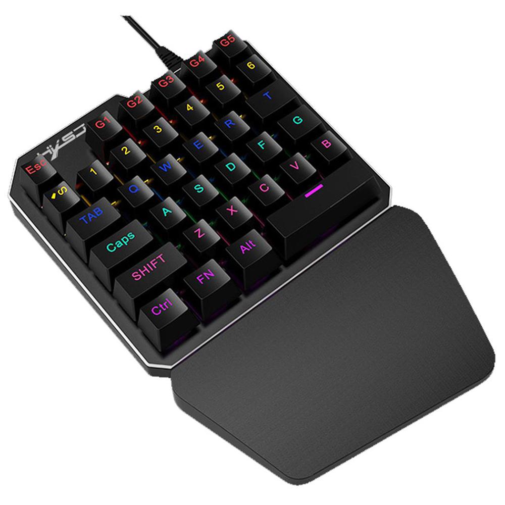 HXSJ J100+A869 Keyboard Mouse Set 35 Keys Mini USB Wired 3200DPI 7 Buttons LED Optical Gaming Keyboard Mouse Combos for