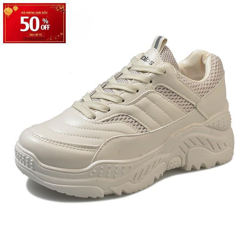 Giày Sneaker nữ đế cao S110 Kem