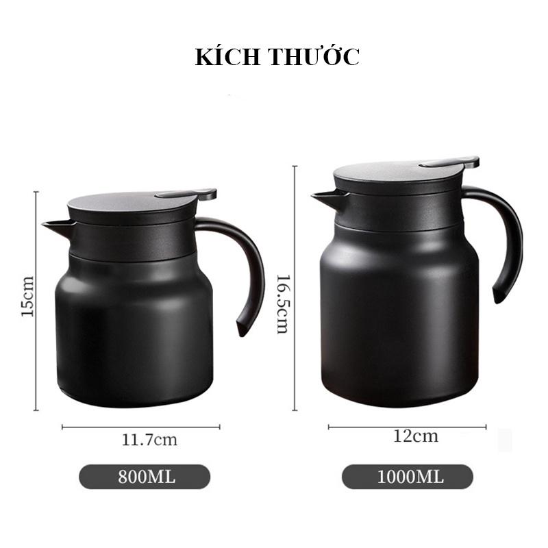 Ấm pha trà giữ nhiệt Inox, Bình pha trà giữ nhiệt có lưới lọc bằng Inox, dung tích 800/1000ml