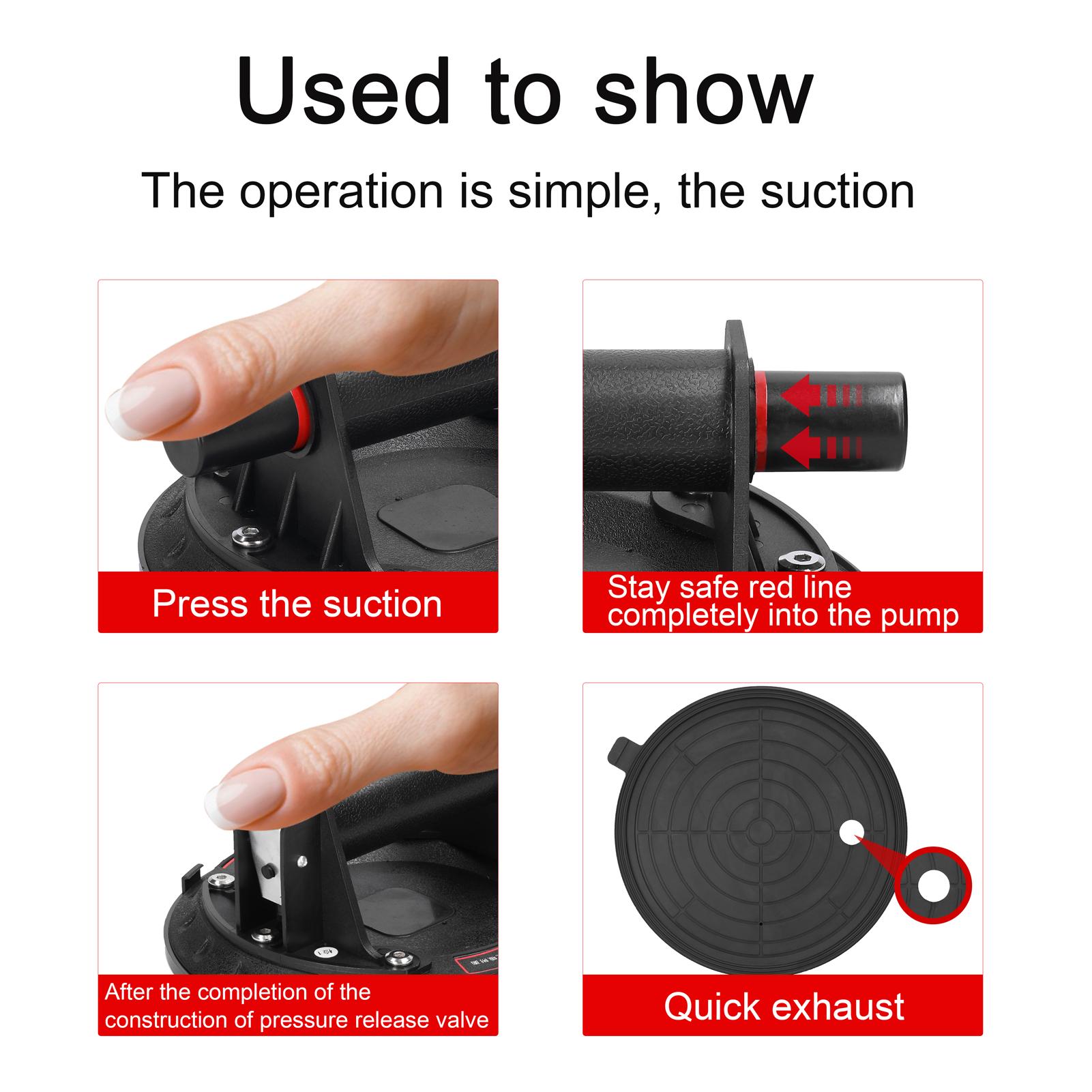 8inch Vacuum Suction Cup 200kg Bearing Capacity Heavy Duty Vacuum Lifter for Granite Glass Lifting