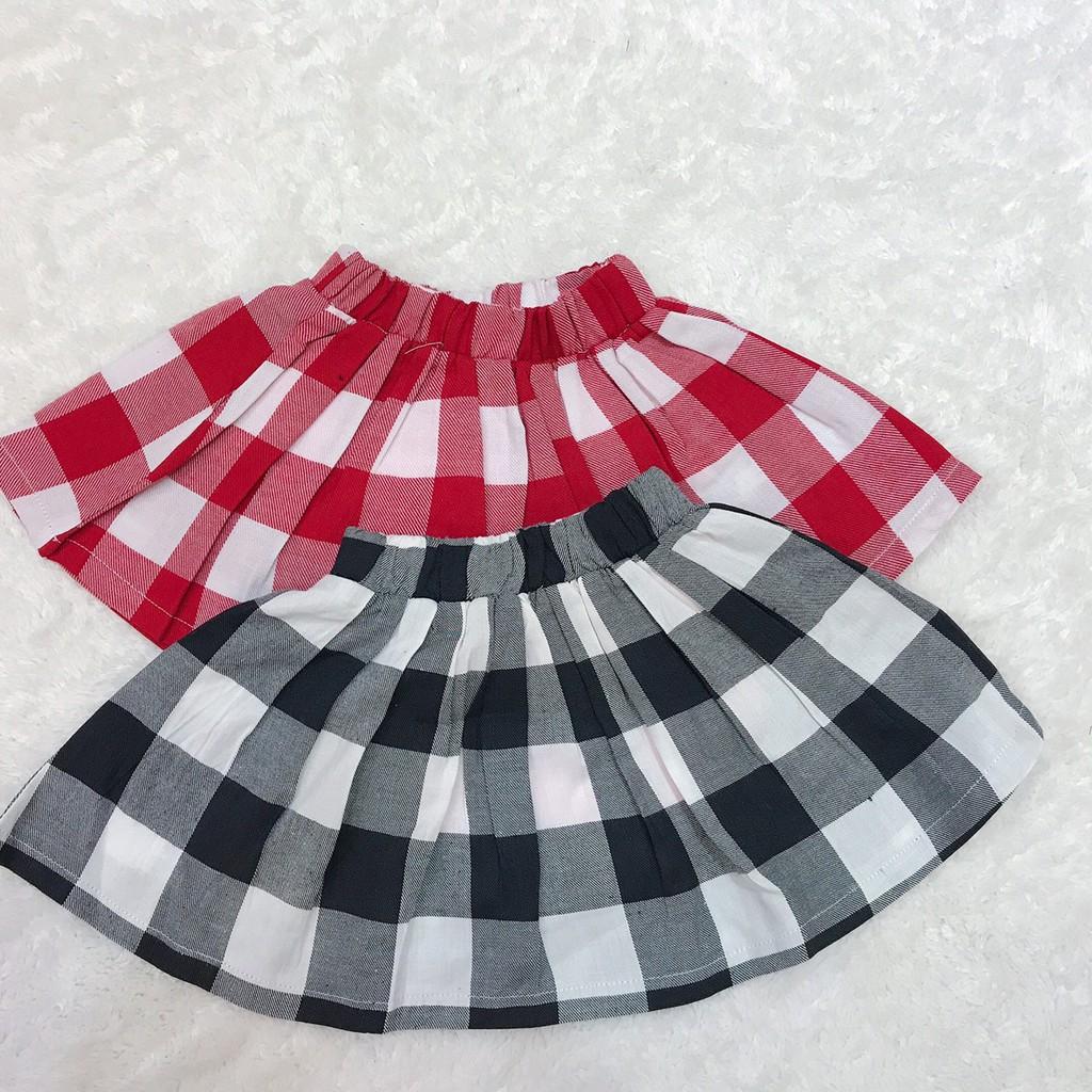 Chân váy kèm quần chip chân váy kẻ xếp ly kèm quần chíp cho bé từ 8- 18 kg giá tại xưởng