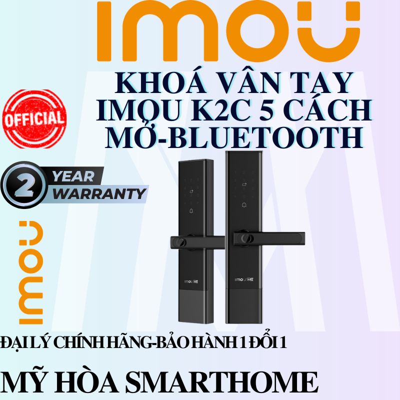 Khoá vân tay IMOU K2C phiên bản 2022 - 5 cách mở, Kết nối bluetooth, Lõi bảo mật cấp C, Bảo hành 2 năm-Hàng Chính Hãng